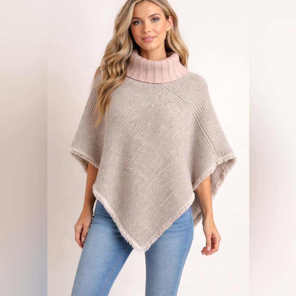 Cocogio Pink and Gray Women's Poncho